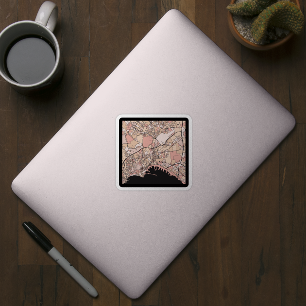 Naples Map Pattern in Soft Pink Pastels by PatternMaps